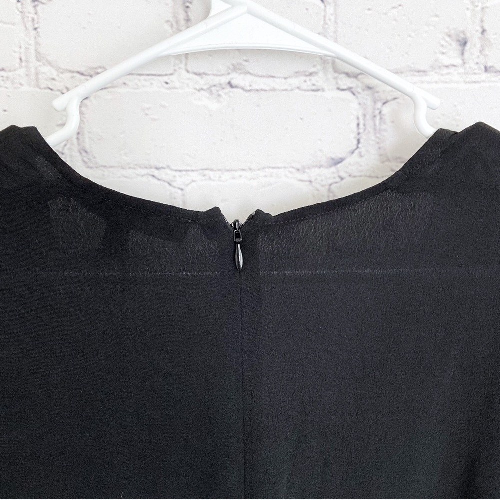 New For Love & Lemons Carmine Black Dress Plunging V Neck Lace Short Size Large - Picture 7 of 9